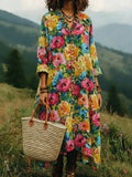 Easygoing Ruffle-Trim V-Neck Pocket Maxi Dress