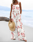 Vacation Retro Floral Print Wide Leg Jumpsuit