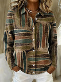 Women's Retro Pattern Printed Collared Sweater