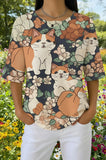 Womens Beige Floral Multi-Cat Print Casual Shirt