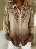 Women's Vintage Print Collared Sweater 1421