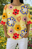 Womens Yellow Abstract Floral Print Casual Shirt