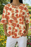 Womens Brown Floral Print Casual Shirt