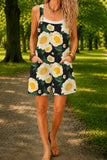 Women’s Retro Sunflower Print Casual Cotton Wide Leg Romper