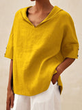 Women's Casual Linen V-neck Shirt RB132