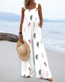 Vacation Retro Floral Print Wide Leg Jumpsuit