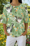 Womens Green Leafy Multi-Cat Print Casual Shirt