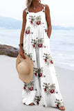 Vacation Retro Floral Print Wide Leg Jumpsuit