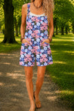 Women’s Purple Floral Print Casual Cotton Wide Leg Romper