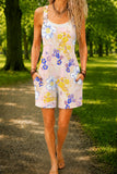 Women’s White Lavender Floral Print Casual Cotton Wide Leg Romper