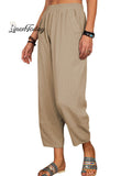 Casual Loose Solid Color Elastic Waist Pants