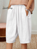 Cotton Linen High Waist Slim Casual All-match Cropped Pants