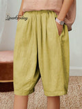 Cotton Linen High Waist Slim Casual All-match Cropped Pants