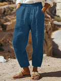 Drawstring Pocket Cotton Casual Pants