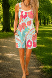 Women’s Pink Tropical Floral Print Casual Cotton Wide Leg Romper