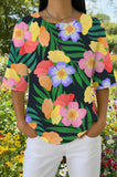 Womens Green Bold Floral Print Casual Shirt