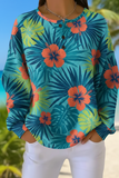 Women's Gradient Pattern Art Print Casual Waffle Sweatshirt RSWF1223