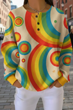 Women's Gradient Pattern Art Print Casual Waffle Sweatshirt RSWF1231
