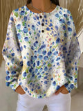 Women's Flowers Pattern Art Print Casual Waffle Sweatshirt RSWF604