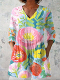 Women's Watercolor Flowers Art Print Shirt