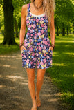 Women’s Purple Vintage Floral Print Casual Cotton Wide Leg Romper