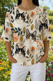 Womens Beige Leafy Multi-Cat Print Casual Shirt