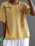 Solid Color Loose Casual Cotton Linen Shirt