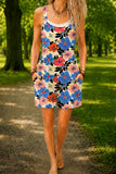Women’s Navy Pink Floral Print Casual Cotton Wide Leg Romper