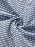Blue Striped V Neck Short Sleeve Midi Dress