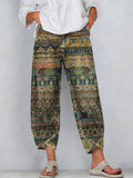 Floral Patterns Art Prints Denim Cotton Chic Pants