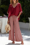 Striped Linen Two Piece Casual Summer Outfit Set