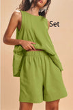 Womens 2 Piece Outfits Sleeveless Matching Sets High Waist Shorts with Pockets Tank Tops