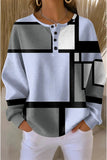 Women's Geometric Pattern Art Print Casual Waffle Sweatshirt