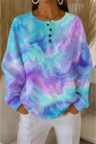 Casual Henley Collar Ombre Sweatshirt