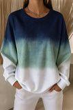 Casual Multicolor Block Crew Neck Long Sleeve Sweatshirt