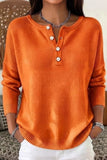 Vintage Plain Henley Collar Long Sleeve Sweater