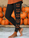 Women Casual Halloween Pumpkin Long Leggings