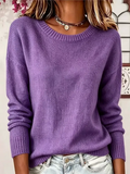 Women Plain Long Sleeve Comfy Casual Printing Sweater