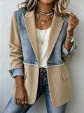 Women Spring/Fall Outerwear Vintage Geometric Long Sleeve Lapel Collar Jacket