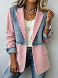 Women Spring/Fall Outerwear Vintage Geometric Long Sleeve Lapel Collar Jacket