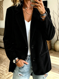 Women Plain Spring/Fall Outerwear Vintage Long Sleeve Lapel Collar Regular Blazer