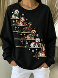 Women Casual Christmas Pet Crew Neck Long Sleeve Sweatshirt