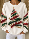 Women Vintage Christmas Crew Neck Long Sleeve Sweatshirt