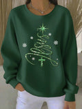 Women Casual Christmas Tree Crew Neck Sweatshirt