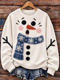 Women Casual Christmas Snowman Crew Neck Long Sleeve Sweatshirt