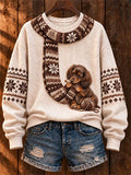 Casual Dog Crew Neck Long Sleeve Sweatshirt