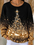 Women Casual Christmas Crew Neck Long Sleeve Sweatshirt