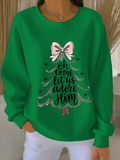 Women's Casual Text Letters Christmas Crew Neck Long Sleeve Sweatshirt