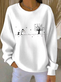 Women's Casual Christmas Snowman Crew Neck Long Sleeve Sweatshirt
