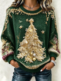Women's Vintage Luxurious Christmas Crew Neck Long Sleeve Sweatshirt